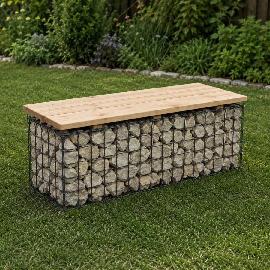 Gartenbank Gabione 100x30x46 cm114:2675